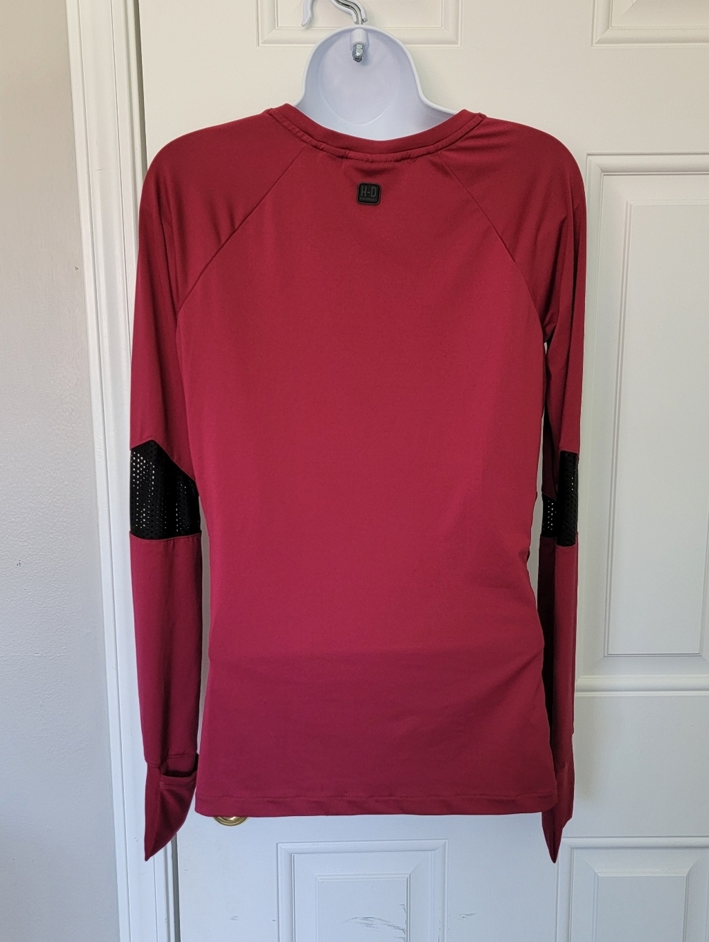 Harley Davidson Vented Cut Out Mesh Burgundy Red Pullover Long Sleeve Size Small - Picture 6 of 11
